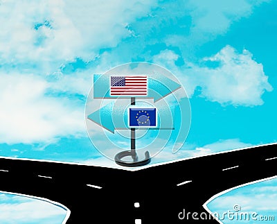 Disagreements between the US and the EU Stock Photo