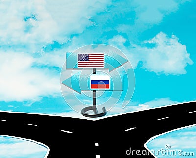 Disagreements between the US and Russia Stock Photo