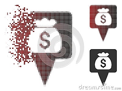 Disappearing Dot Halftone Treasure Map Pointer Icon Vector Illustration