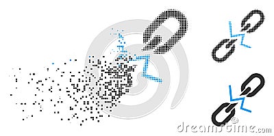 Disappearing Pixel Halftone Broken Chain Link Icon Vector Illustration