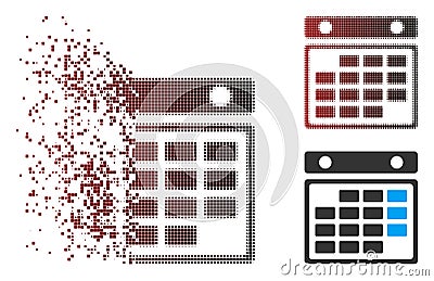 Disappearing Pixel Halftone Month Calendar Icon Vector Illustration