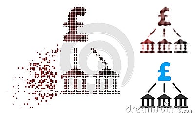 Disappearing Pixel Halftone Pound Bank Association Icon Vector Illustration