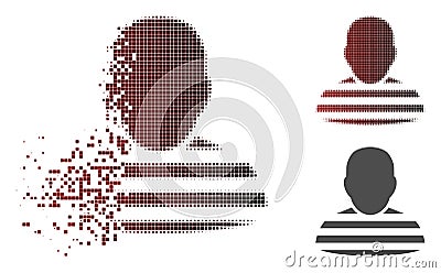 Disappearing Pixel Halftone Prisoner Person Icon Vector Illustration