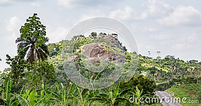 Disappearing rural road Ekiti State Nigeria, disappearing road, Ekiti hills, Stock Photo