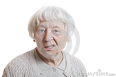 Disappointed senior woman Stock Photo