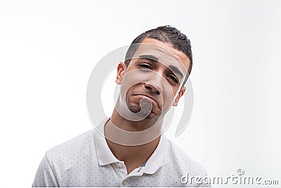Lighthearted acceptance in man's smirking face Stock Photo
