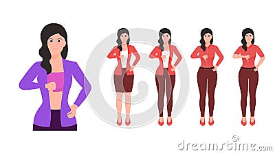 Disappointed women shows thumb down gesture flat vector illustration. flat hand gesture vector Vector Illustration