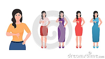 Disappointed women shows thumb down gesture flat vector illustration. flat hand gesture vector Vector Illustration