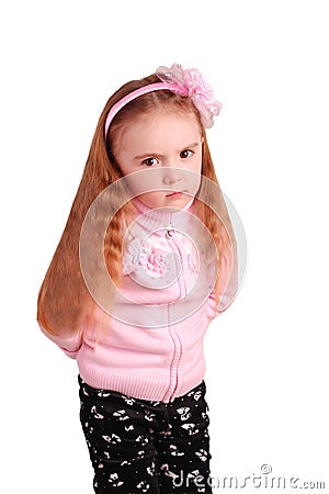 Disappointment child girl in the studio Stock Photo