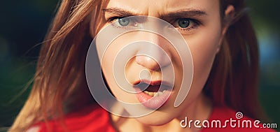 Disappointment. Surprised girl Stock Photo