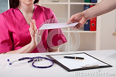 Disapproval for bribe Stock Photo