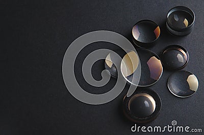 Disassembled camera lenses Stock Photo