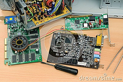 Disassembled computer Stock Photo