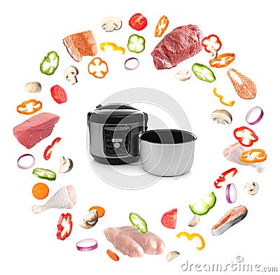 Disassembled electric multi cooker Stock Photo