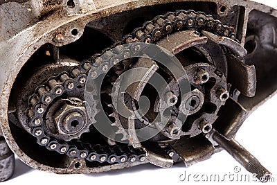Disassembled old motorcycle engine Stock Photo