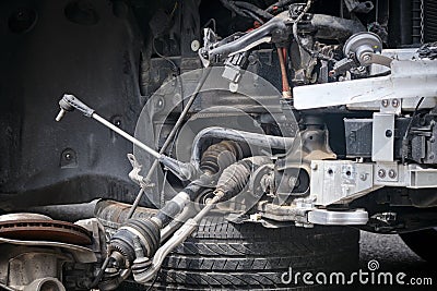 Disassembled part of a car suspension for road repairs Stock Photo