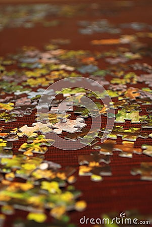 disassembled puzzles, attentiveness Stock Photo