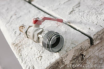 Disassembled water faucet on a white background Stock Photo