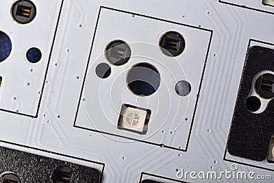 Disassembly mechanical keyboard, Modified custom keyboard with PCB switch pad stickers Stock Photo