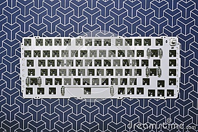 Disassembly mechanical keyboard, Modified custom keyboard with PCB switch pad stickers Stock Photo
