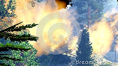 Disaster with fire in the forest 3d rendering Stock Photo