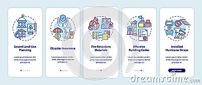 Disaster mitigation involves onboarding mobile app screen Vector Illustration