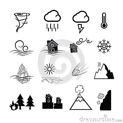 Disaster nature power icons Vector Illustration