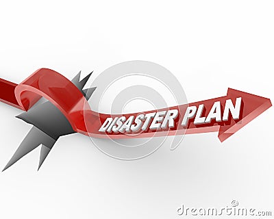 Disaster Plan - Arrow Jumping Over Hole Stock Photo