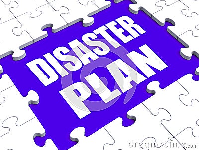 Disaster Plan Puzzle Shows Danger Emergency Crisis Protection Stock Photo