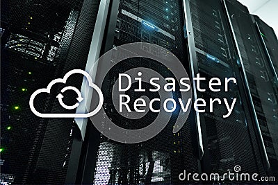 DIsaster recovery. Data loss prevention. Server room on background. Stock Photo