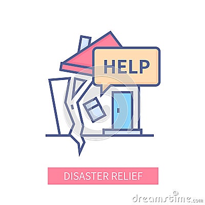 Disaster relief - modern colored line design style icon Vector Illustration