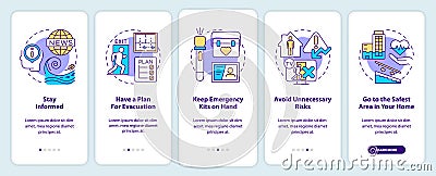 Disaster tips onboarding mobile app screen Vector Illustration