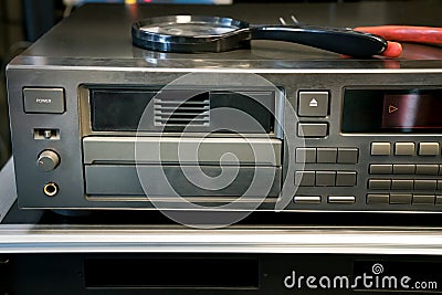 Disc changer used to play cds and dvds Stock Photo