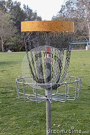 Disc Golf Target in a park Stock Photo