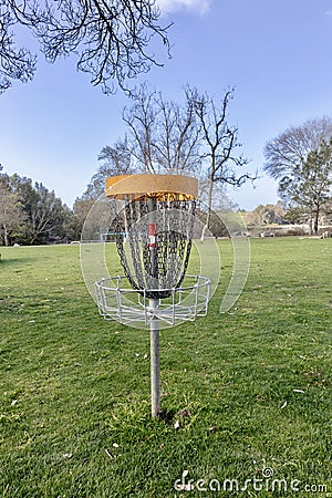 Disc Golf Target in a park Stock Photo