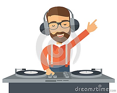 Disc jockey mixing music Vector Illustration