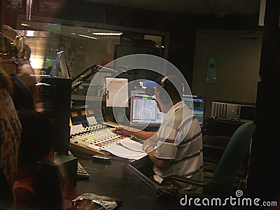 Disc Jockey in Radio Station Stock Photo