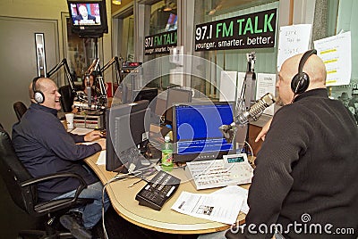 disc jockeys at a radio station Editorial Stock Photo