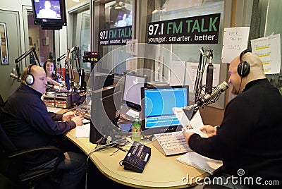 disc jockeys at radio station Editorial Stock Photo