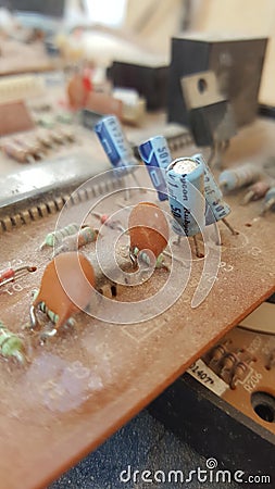 Discarded electronic parts of an AC unit Stock Photo