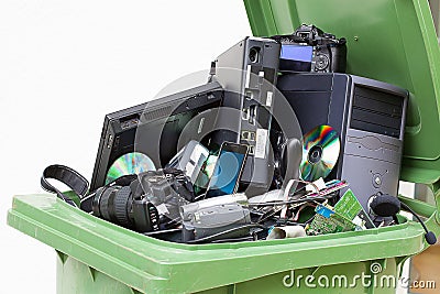 Discarded, used and old computer hardware. Stock Photo