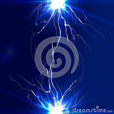 The discharge of electricity, lightning Vector Illustration