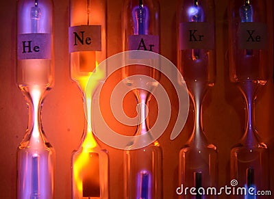 Discharge tubes with inert gases Stock Photo