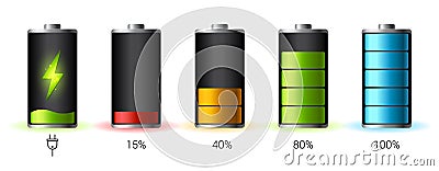 Discharged and fully charged battery smartphone - vector infographic Vector Illustration
