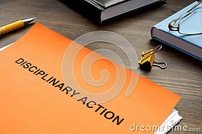 Disciplinary action documents for hr on the desk. Stock Photo