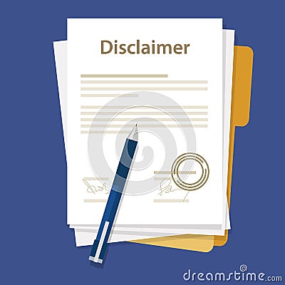 Disclaimer document paper legal agreement signed stamp Vector Illustration