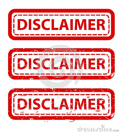 Disclaimer, rust dirty red simple rectangle vector rubber stamp effect Vector Illustration