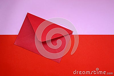 Half open red envelope lies on a double background Stock Photo