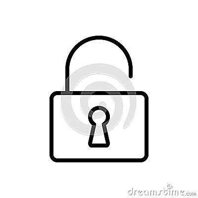 Black line icon for Disclose, open and lock Vector Illustration