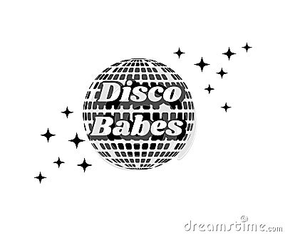 Disco Babes. Disco Ball. Vector icon. Party Template dj. Dancing Queen. Girl Power. Dance Girl Vector Illustration